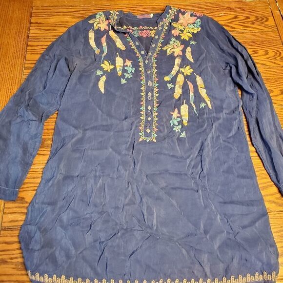 Johnny Was Victoria Blue feather blouse size small - Picture 7 of 7